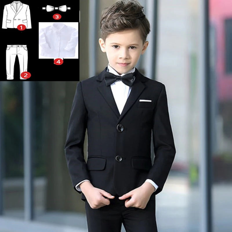 Formal Boys Suit For Wedding Children White Party Blazers Pants Baptism Outfit Kids Costume Gentlemen Teenager Prom Tuxedos Set