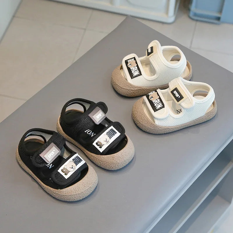 Baby Kids Walking Shoes Mesh Breathable Boys Girls Casual Shoes Non-slip Toes Capped 2025 Summer New Kids Sandals Soft Sole