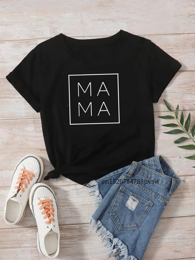 Mama Baby Family Matching Outfits Mom and Me Funny Women T-shirt Mother Daughter Tops Tee Girl Mommy Baby Clothes,Drop Ship