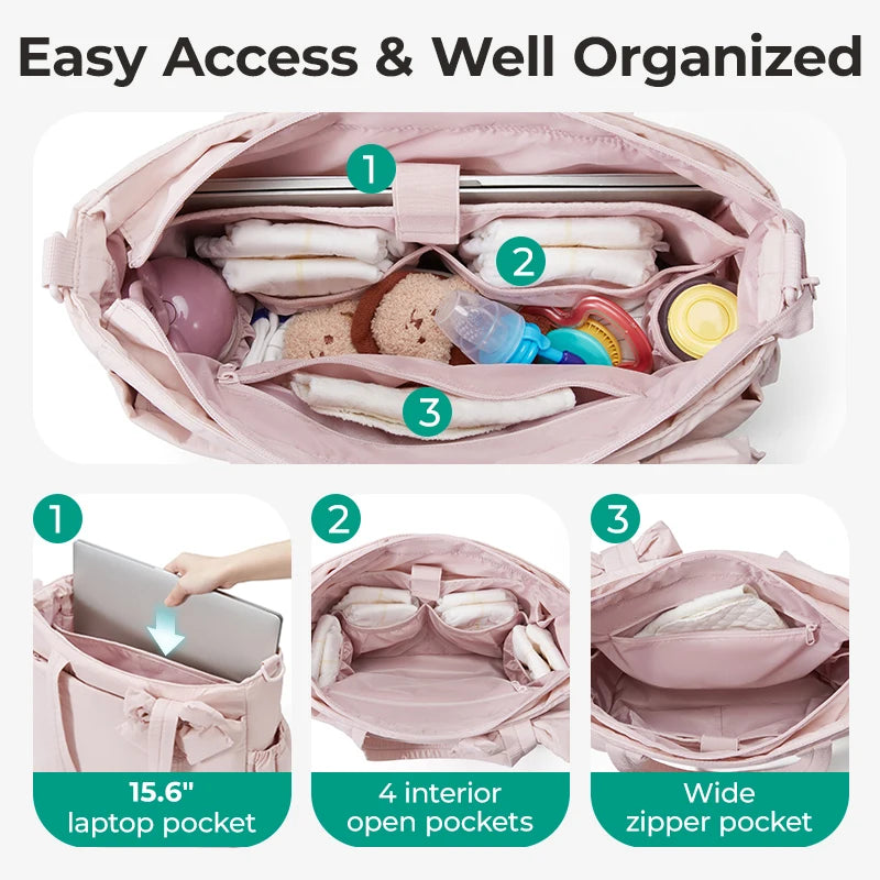 BAGSMART Mommy Diaper Bag Stroller Organizer Multifunctional Baby Diaper Handbag with Changing Large Capacity Maternity Totes