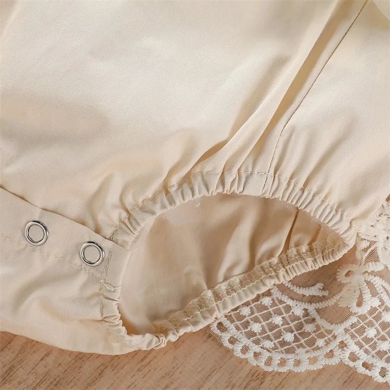 Baby Summer Clothing Newborn Baby Girl Solid Ruffle Fly Sleeve Lace Romper Jumpsuit Tutu Dress Outfits Clothes 0-24M