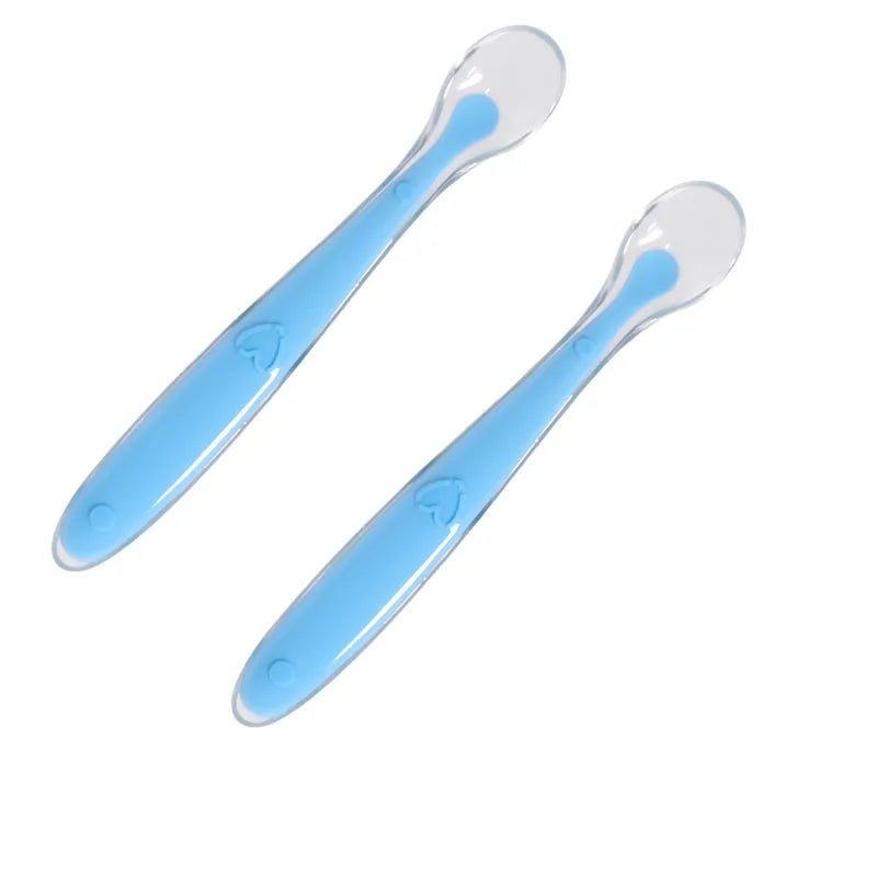 2 Pcs Baby Silicone Spoon Learning Spoon Set Stars Tableware Kids Soft Silicone Feeding Spoon Training Baby Reborn Silicone