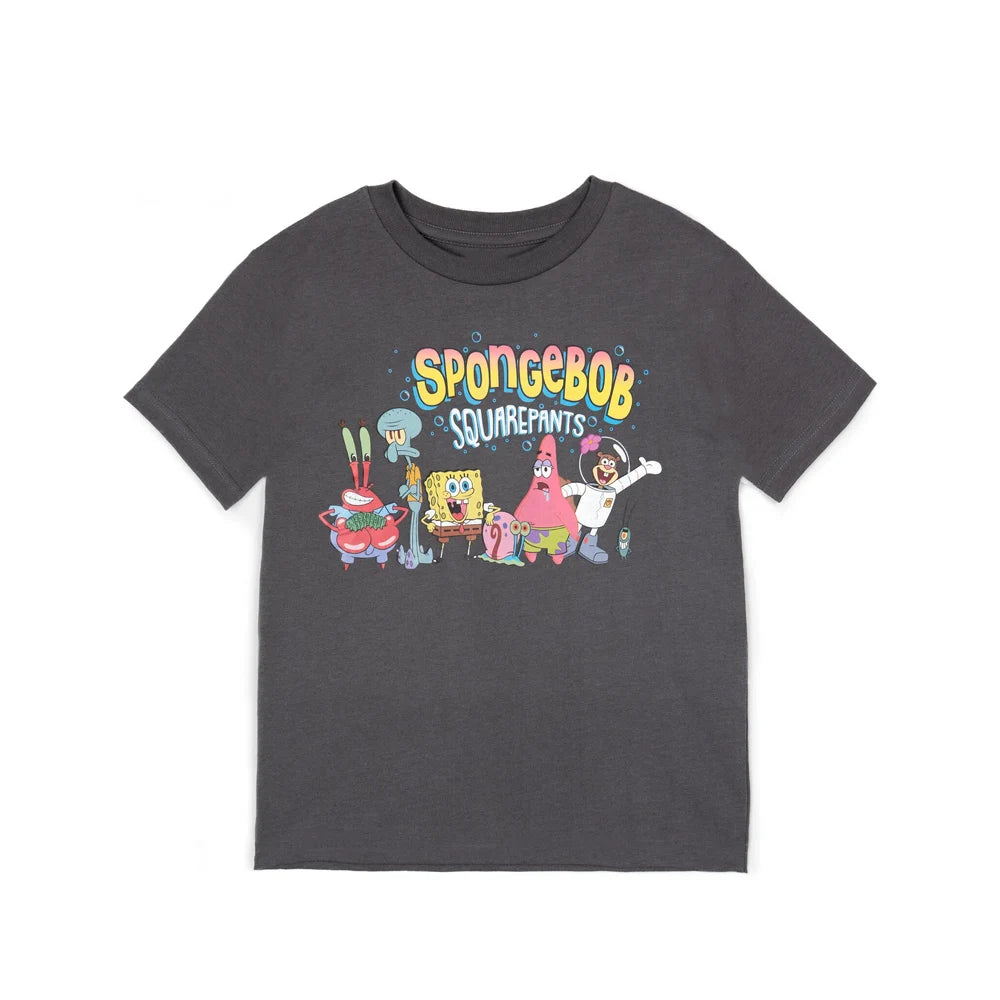 Kids 3-Pack SpongeBob T-Shirts Boys Girls Character Group Print + "LET'S PARTY!" + "BEST PALS" Tees Casual for Toddler Children