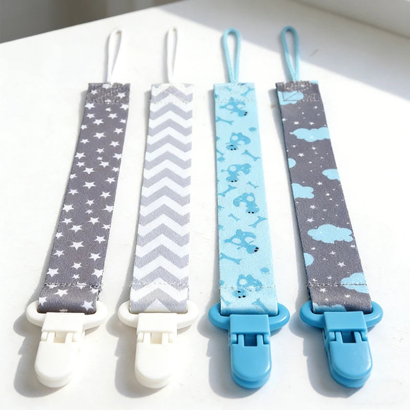 4pcs/set Newborn Pacifier Chain Clip Double-sided Printed Pacifier Belt Boys Girls Pacifier Holder Infant Feeding Accessories