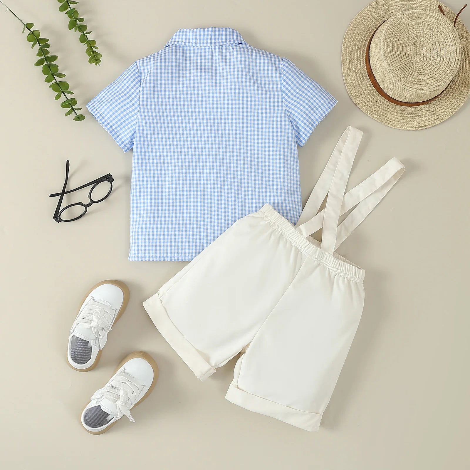 Blue Plaid Smocked Summer Outfits for Toddler Brother And Sister Matching Gentleman Boy Set Girl Dresses Family Clothes