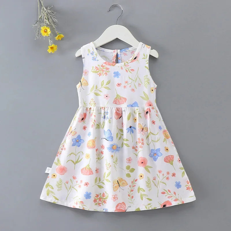 Baby Girls Summer Dress Sleeveless Cute Print Children's Dresses Cotton Toddler Kids Party Sundress Clothes Baby Clothing Skirts