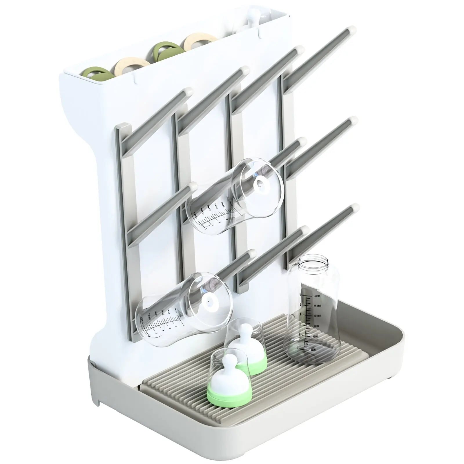 Baby Bottle Drying Rack - Multi-Level Dish Drainer with Brush Holder, Milk Bottle Sterilizer Stand & Storage Organizer