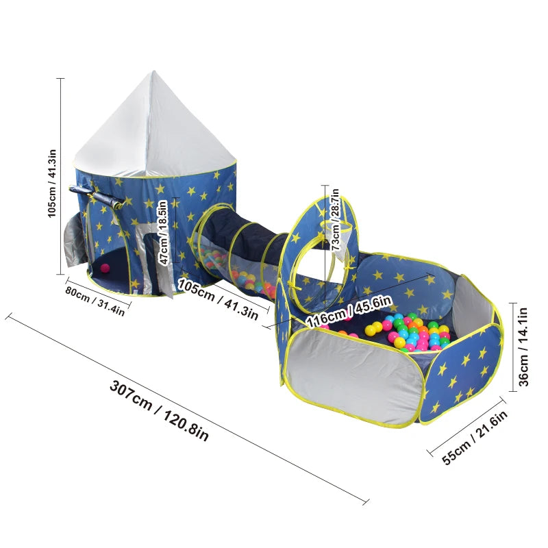 Children's Outdoor Entertainment Play Tent, Play Tunnel - Kids' Ball Pool - Yurt, Space Rocket Toy Playhouse, Princess Fairy Tale Playhouse, Children's Leisure Toy, Kids' Secret Space, Beach and Lawn Toys, Ideal Holiday Gift