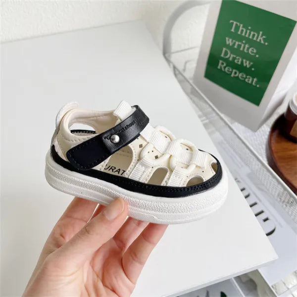 New Summer Baby Shoes For Boys Leather Cut-outs Girls Sandals Soft Sole Kids Beach Shoes Fashion Toddler Sandals 15-25