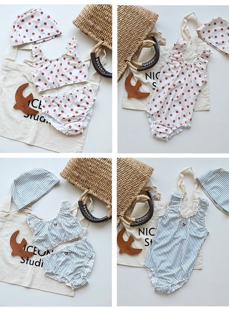 Baby Girls Sunscreen Swimsuit  Girl Swimwears Quick Drying  Bikini Two Pieces Bebe Swimsuits  Kids Swimwear for Girls One-pieces