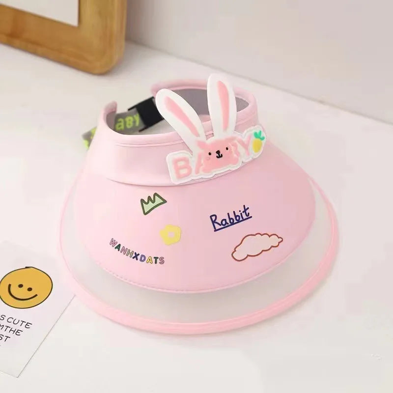 Children Sunshade Hat 2-8 Years Old Boys Empty Top Big Brimmed Cool Hat Summer Girls Cartoon Ice Silk Adjustable Sunscreen Hat