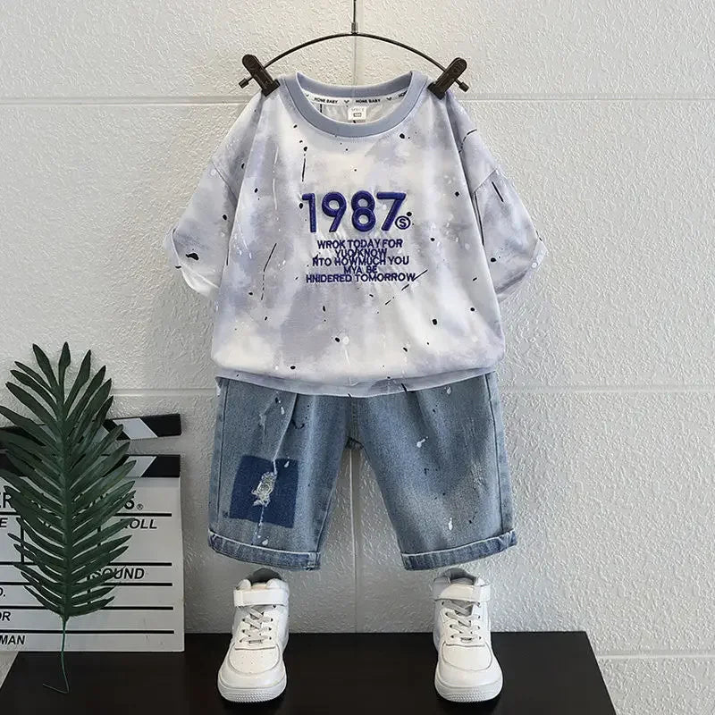 Summer Baby Boy Clothes Sets Cotton Cartoon Casual T-Shirt Shorts 2PCS Children's 2025 New Top & Bottom Sets Fashion Kids Suit