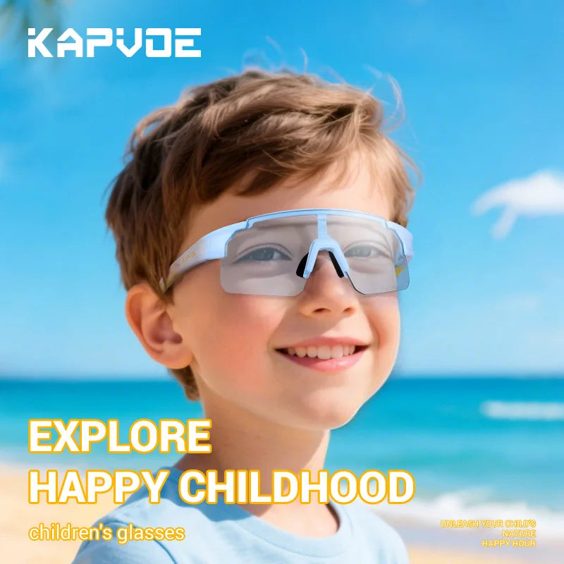 KAPOVE Photochromic Sunglasses Kids Outdoor Sport Glasses MTB Boys GirlRoad Bicycle Cycling Hiking Eyewear UV400 Camping Goggles