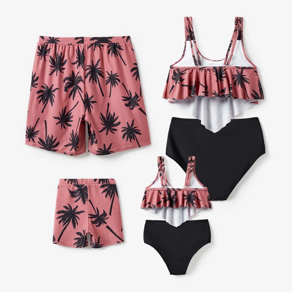 Family Matching Flora Swim Trunks or Strap two-piece Swimsuit