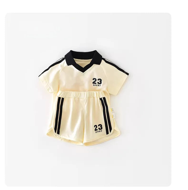 Kids Summer Short Sleeve Sportswear Set: T-Shirt and Shorts Two-Piece Outfit for Boys and Girls, Casual Wear