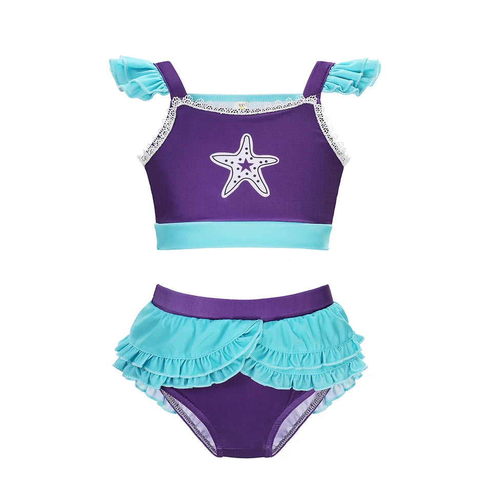 Baby girls swimsuit and kids beach swimsuit, Princess collection, 2 piece swimsuit