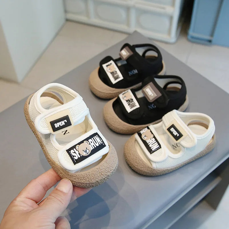 Baby Kids Walking Shoes Mesh Breathable Boys Girls Casual Shoes Non-slip Toes Capped 2025 Summer New Kids Sandals Soft Sole