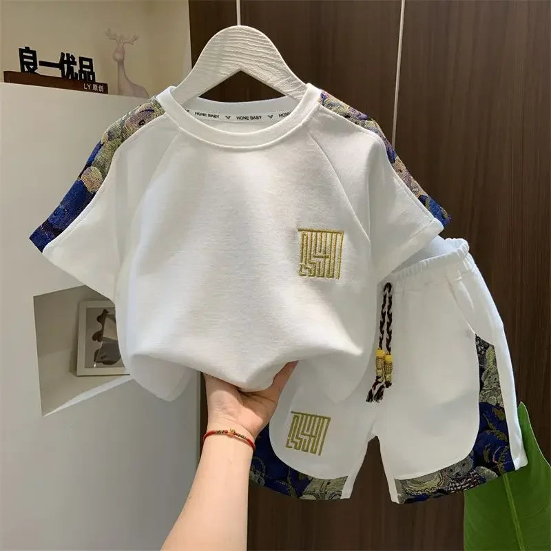 Summer Baby Boy Clothes Sets Cotton Cartoon Casual T-Shirt Shorts 2PCS Children's 2025 New Top & Bottom Sets Fashion Kids Suit