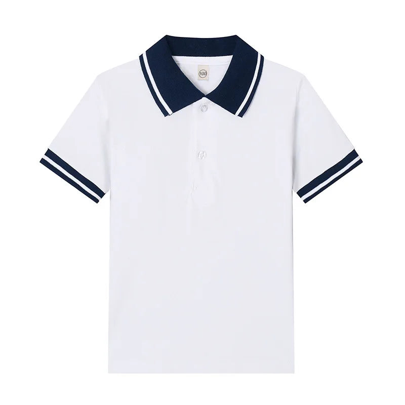 Kids T Shirt Baby Boy Toddler Polo Shirts for Children's Clothing Boys Clothes Cute Korean Polos Striped White Blue Summer Tops