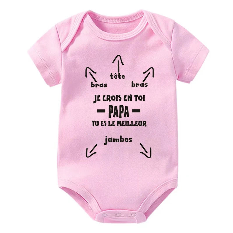 Papa Tu Es Le Meilleur Baby Bodysuit Cute Summer Baby Romper Body Baby Boys Girls Clothes Outfits Cotton Baby Wear Dad's Gift