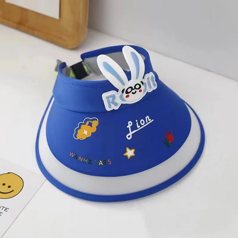 Children Sunshade Hat 2-8 Years Old Boys Empty Top Big Brimmed Cool Hat Summer Girls Cartoon Ice Silk Adjustable Sunscreen Hat