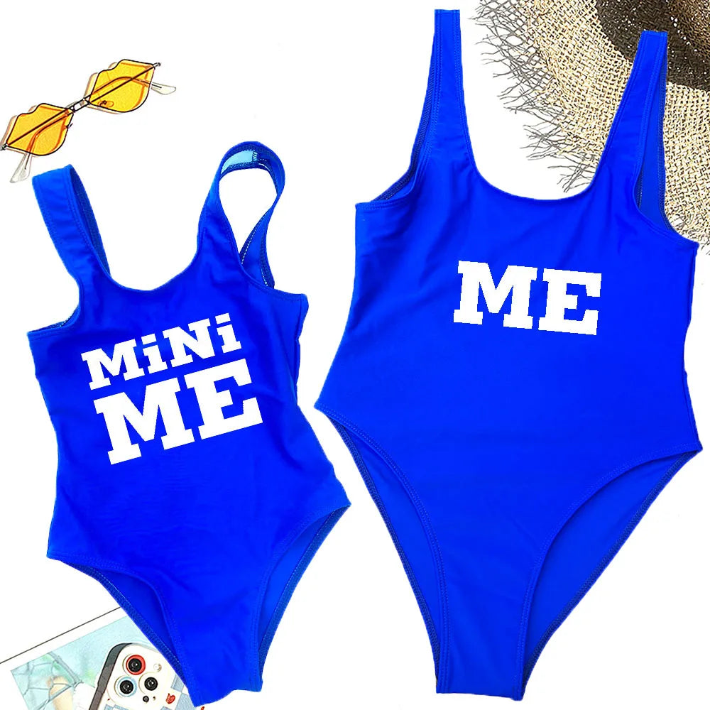 2-7 Years MiNi Me Baby Toddlers Kids Bathing Suits Mom And Daughter Matching One-Piece Swimsuit Mommy&Baby Girl Swimwear