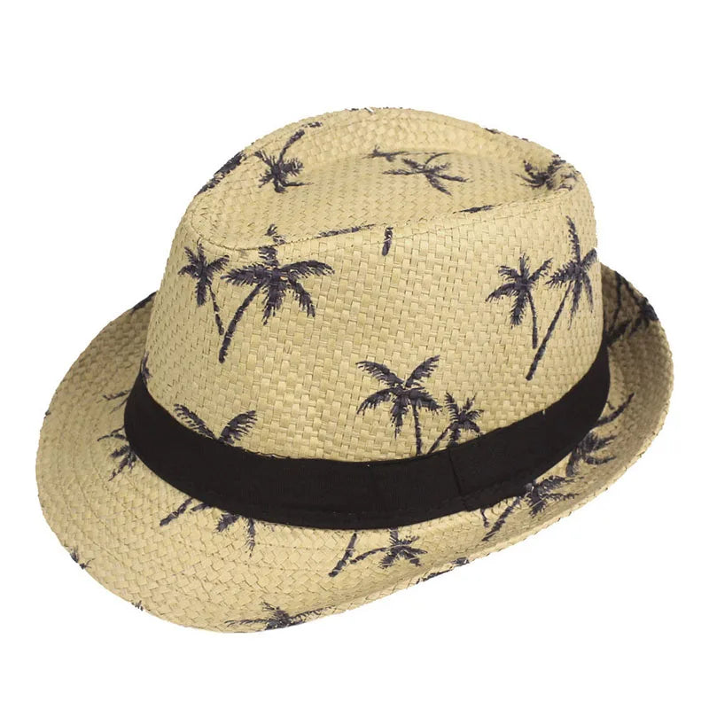 Summer Beach Straw Hat for Kids Linen Woven Sun Protection Cap Outdoor Travel Sunscreen Kids Boy Girl Panama Hats