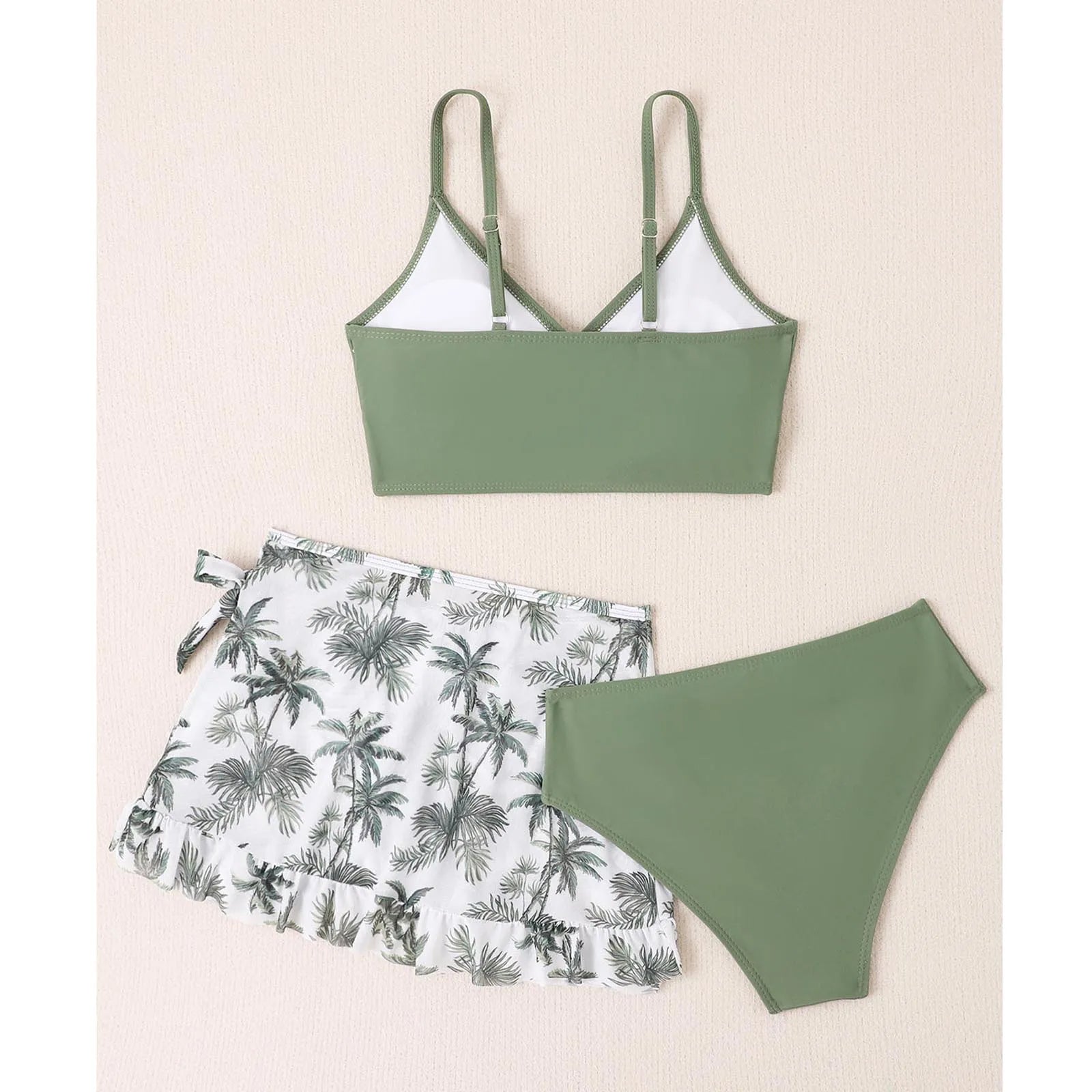Kids Girls Swimsuit Bikini Set Bralette Girls Two-Piece Bathing Suits Volant Top Bikini Panties Swim Beachwear Tankini Beachwear