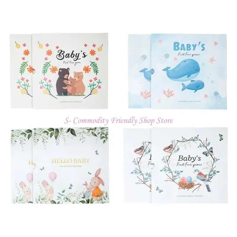85AE Baby Memory Book Milestones Scrapbook For First Steps Handprints Journal