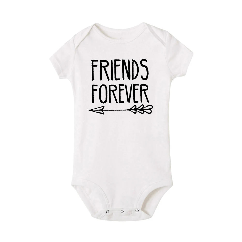 Born Together Baby Twins Bodysuits Best Friends Forever Baby Clothes Twin Summer Jumpsuit Girls Boys Outfits Infant Shower Gifts