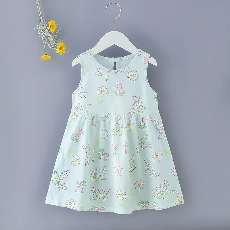 Baby Girls Summer Dress Sleeveless Cute Print Children's Dresses Cotton Toddler Kids Party Sundress Clothes Baby Clothing Skirts