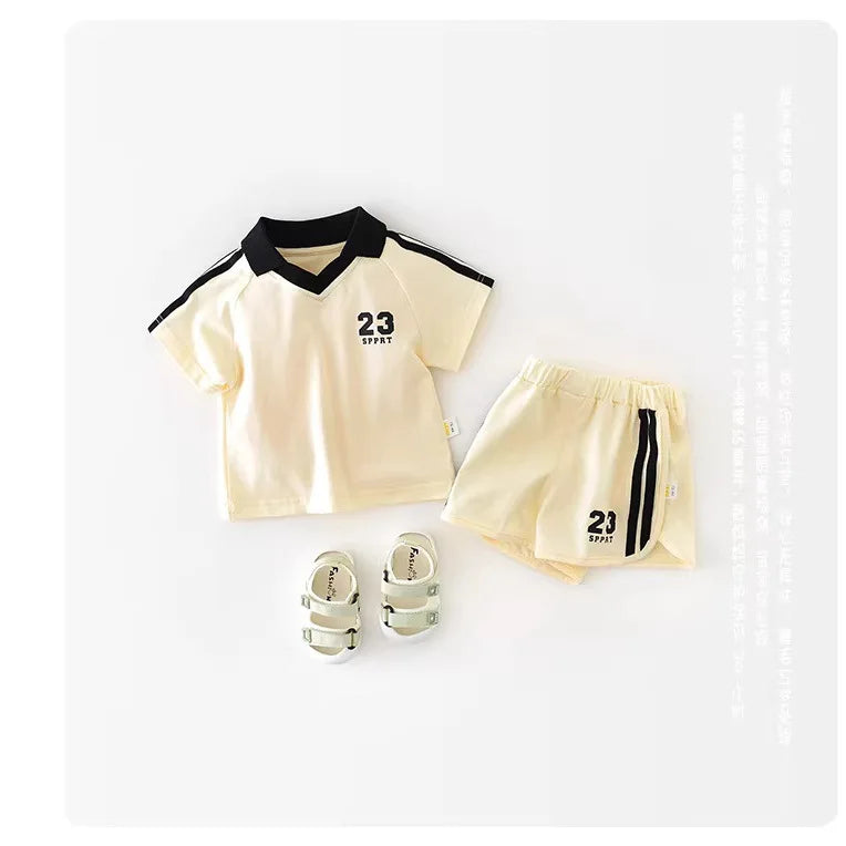 Kids Summer Short Sleeve Sportswear Set: T-Shirt and Shorts Two-Piece Outfit for Boys and Girls, Casual Wear