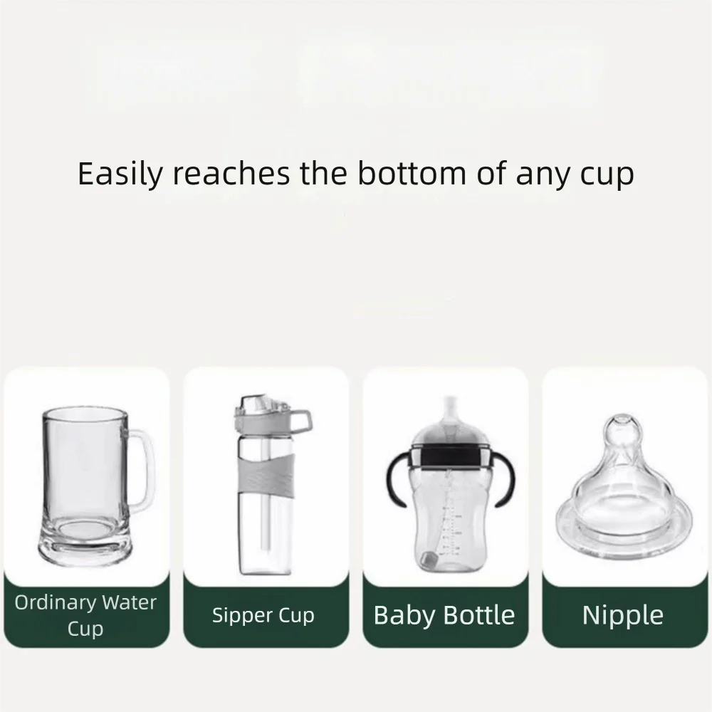 Silicone Baby Bottle Straw Cleaner Flexible Brushes Long Handled Electric Bottle Brush Waterproof Cleaning Brush Set