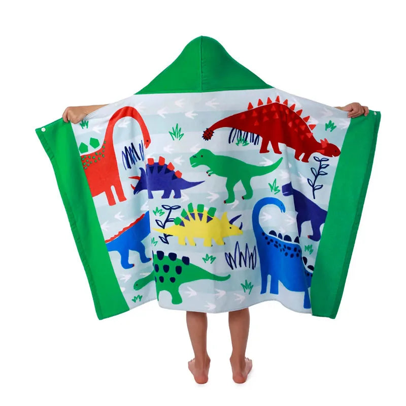 Cotton Kids Hooded Bath Towel Beach Vacations Swimming Children Cartoon Cloak Bathrobe Hooded Bath Towels for Boys Girls