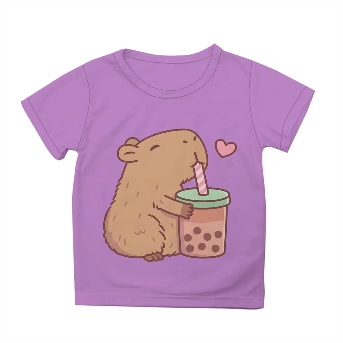 Kids Capybara Clothes Toddler Shirts Baby Boys Girls Short Sleeve Graphic Capibara Tee Striped Cotton Tops For Children Clothes