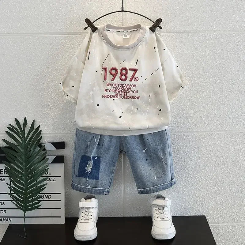 Summer Baby Boy Clothes Sets Cotton Cartoon Casual T-Shirt Shorts 2PCS Children's 2025 New Top & Bottom Sets Fashion Kids Suit