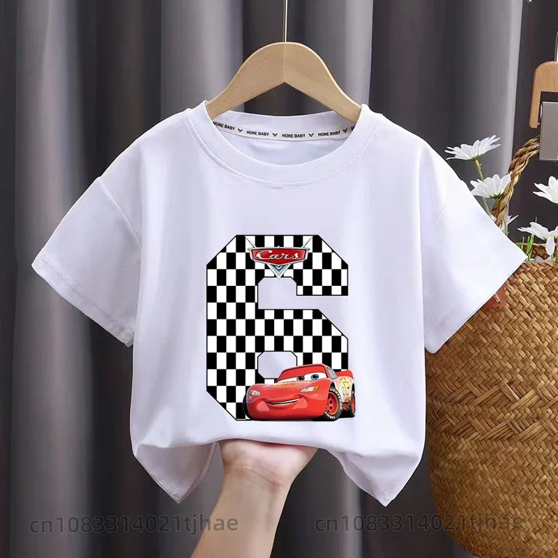 Cars 0-9 Birthday Kids Cosplay COTTON T-shirts for Babys T-Shirt Costume Tees Baby Party T Shirt Clothes Children Tops