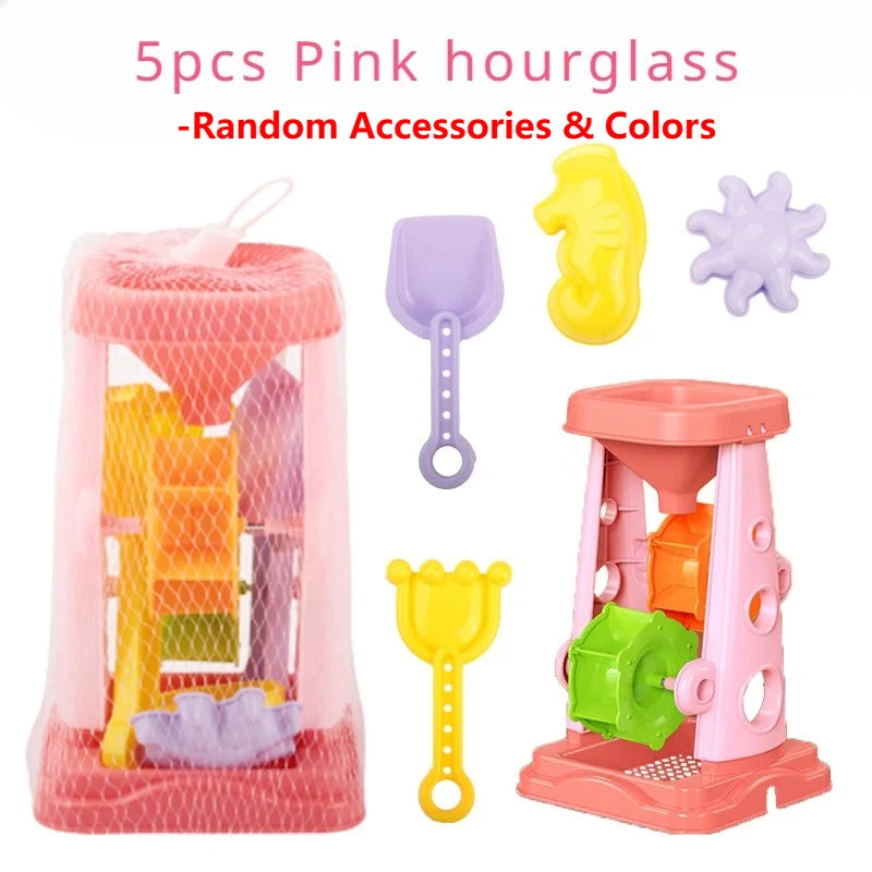 Beach Toy Set for Kids Sand Wheel Sand Bucket Scooter Shovel Rake Sailboat Hourglass Cute Molds Summer Outdoor Sandbox Sand Toys