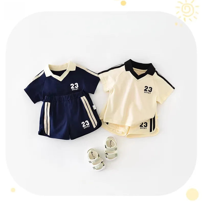 Kids Summer Short Sleeve Sportswear Set: T-Shirt and Shorts Two-Piece Outfit for Boys and Girls, Casual Wear
