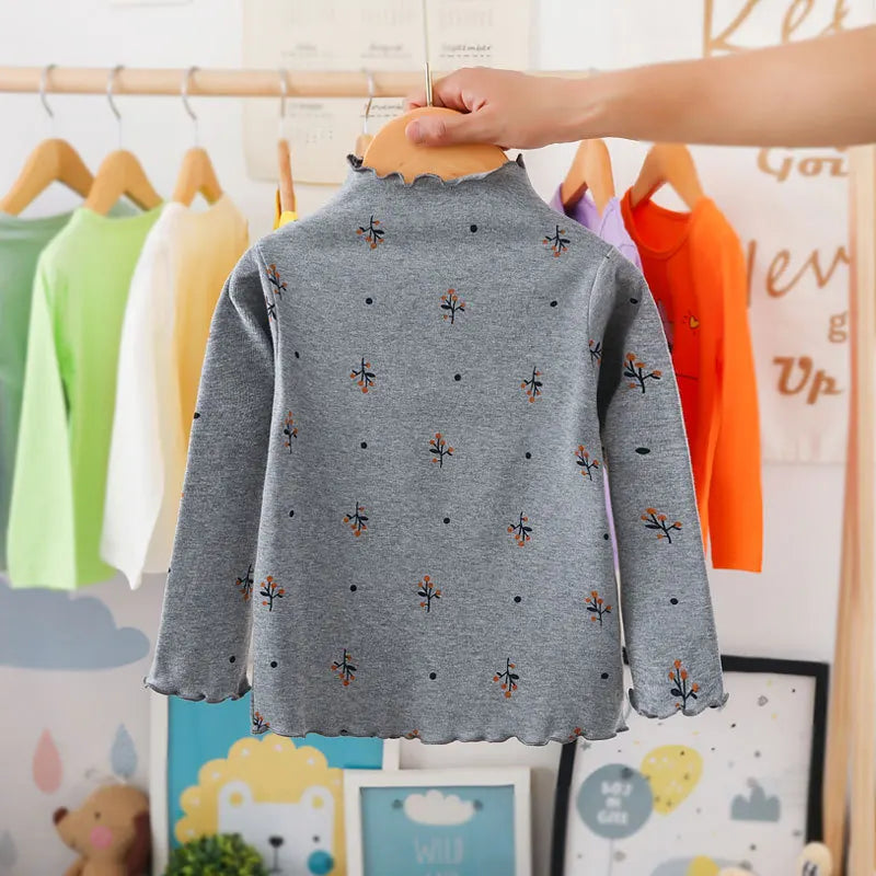 Cotton Baby Girls T-Shirt Long Sleeve Spring Kids Turtleneck Bottoming TShirts for Children Girl Tops Clothes