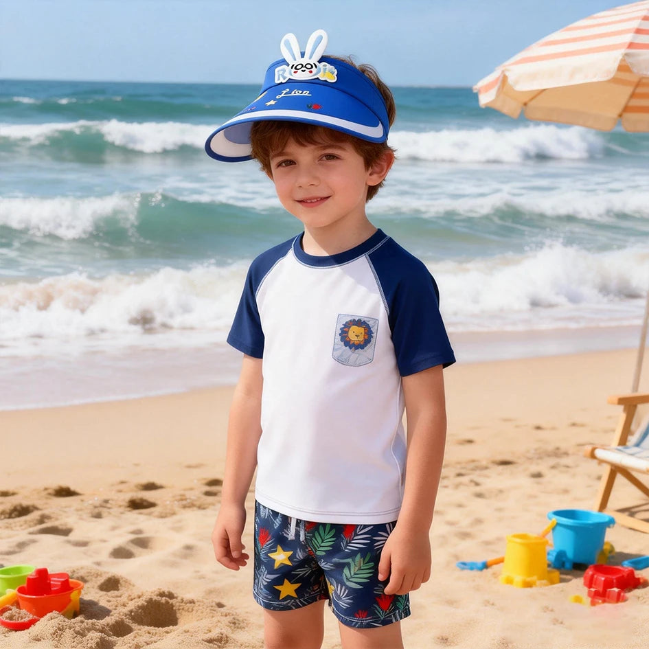 Children Sunshade Hat 2-8 Years Old Boys Empty Top Big Brimmed Cool Hat Summer Girls Cartoon Ice Silk Adjustable Sunscreen Hat
