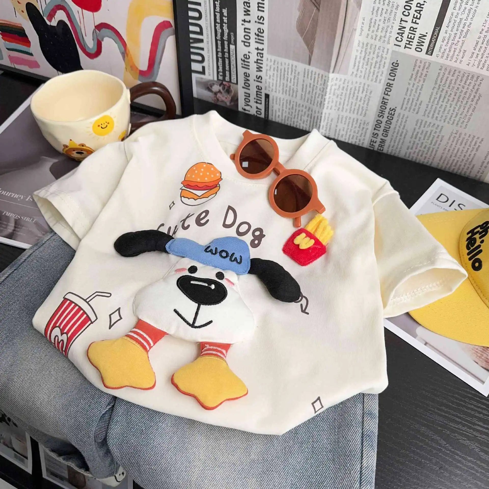 Summer Toddler Baby Boy Girl Clothes Cute Dog Cotton T-Shirts Tops Newborn Infant Clothes