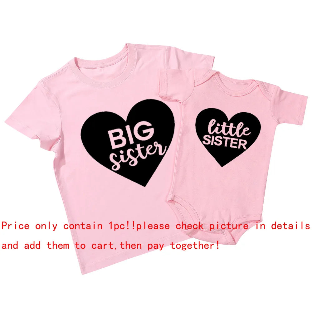 Matching Sister Shirts Matching Sibling Outfits Big Sister T-shirt Little Sister Baby Rompers Kids Top Baby Shower Gifts