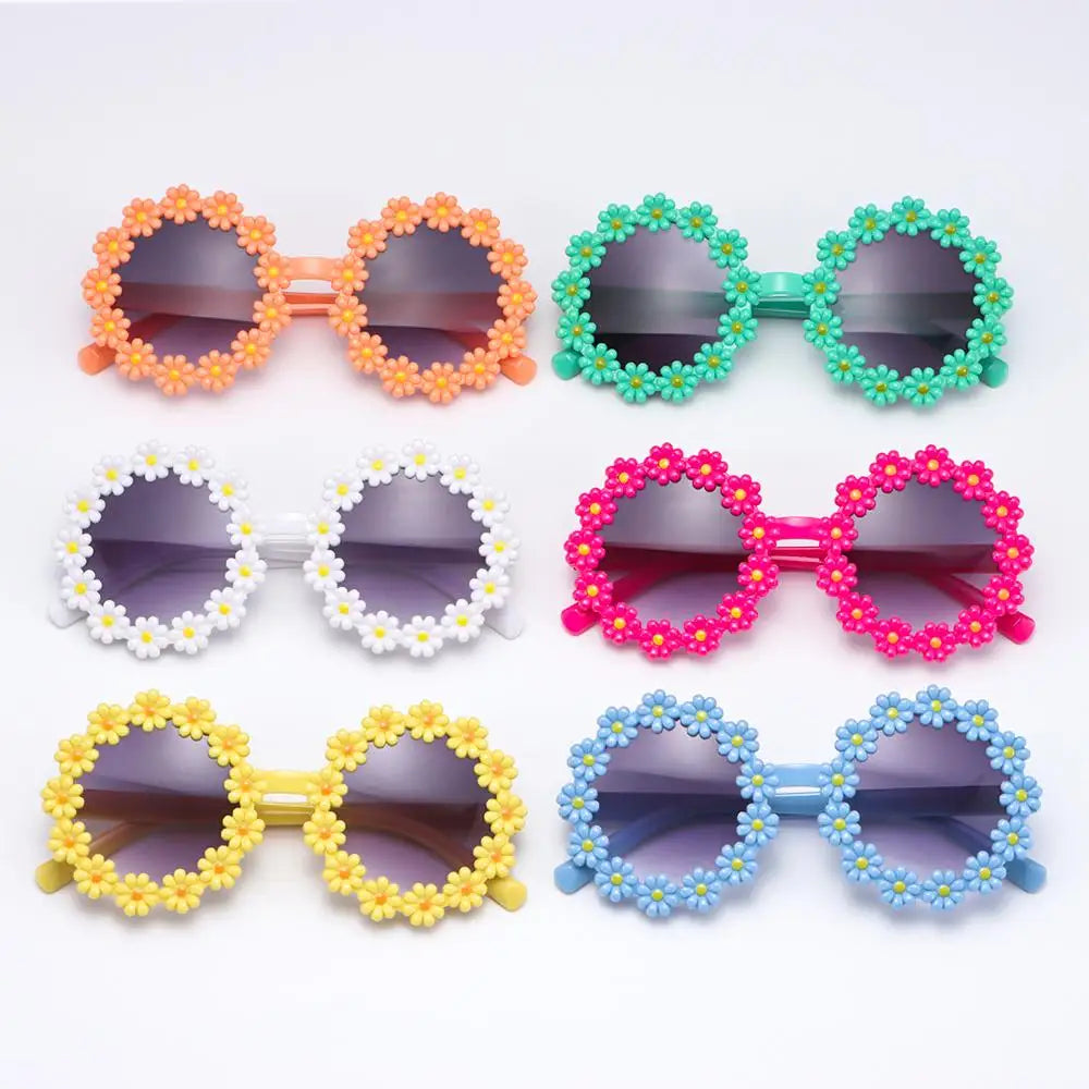 Round Flower Kids Sunglasses UV400 for Boy Girls Lovely Baby Daisy Sun Protection Cute Sport Shades Children Outdoor Eyewear ﻿