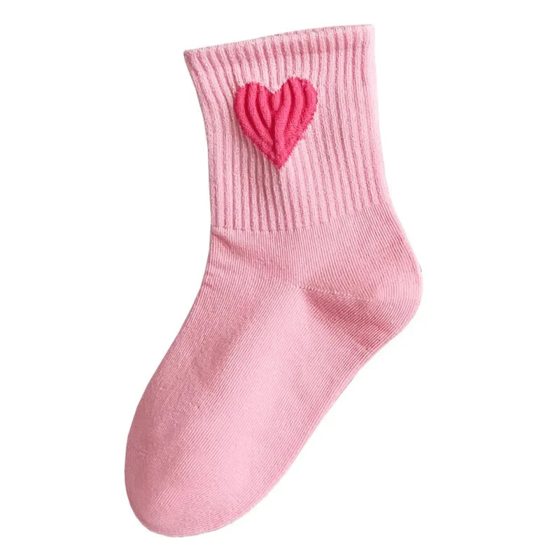 5 Pairs Baby Socks Toddler Soft Comfortable Breathable Heart Pattern Kids Footwear Elasticity Wrinkle - Resistant Athletic Socks