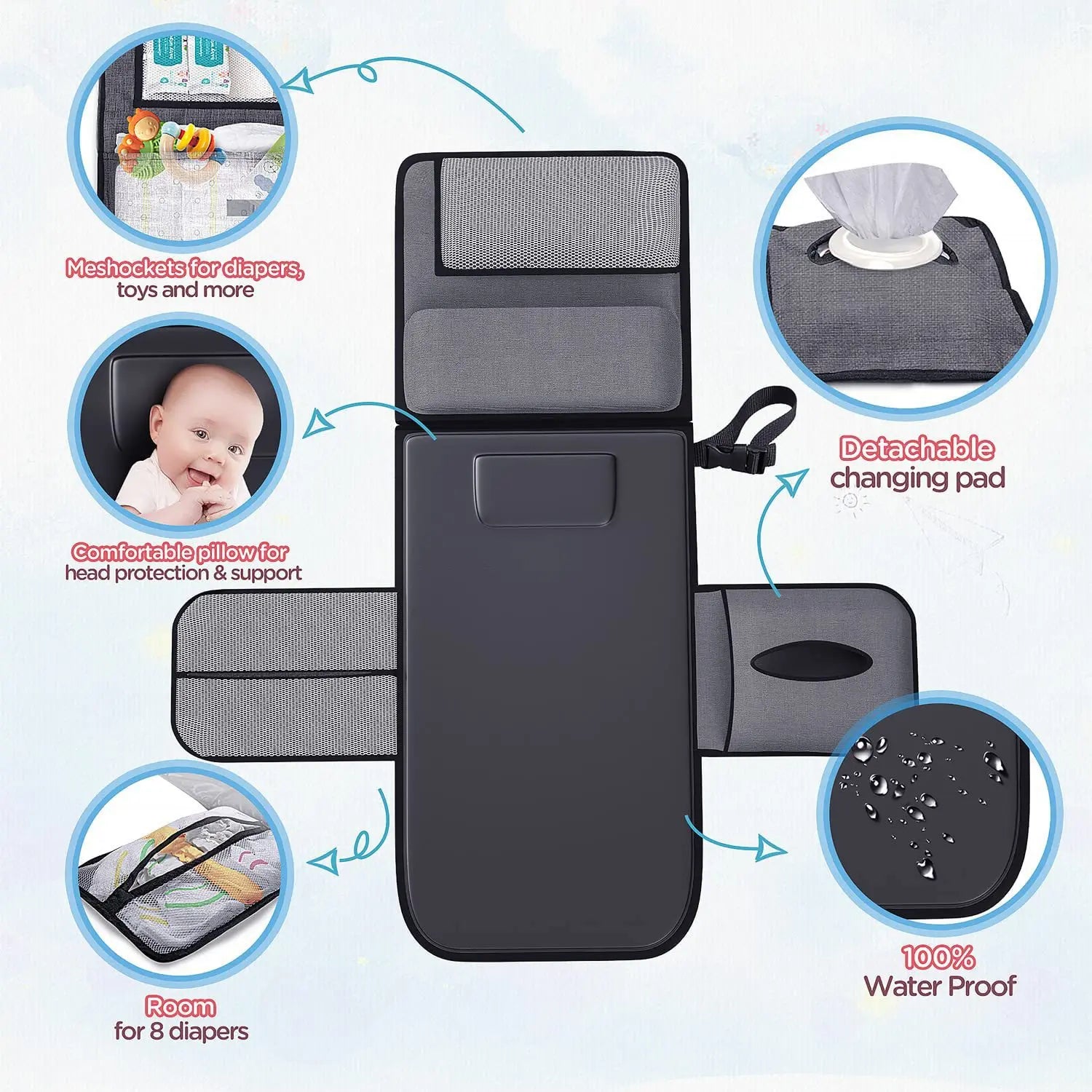 Foldable Baby Diaper Changing Pad Waterproof Newborn Diaper Pad Portable Toddler Changing Table Durable Oxford Baby Diaper Bag