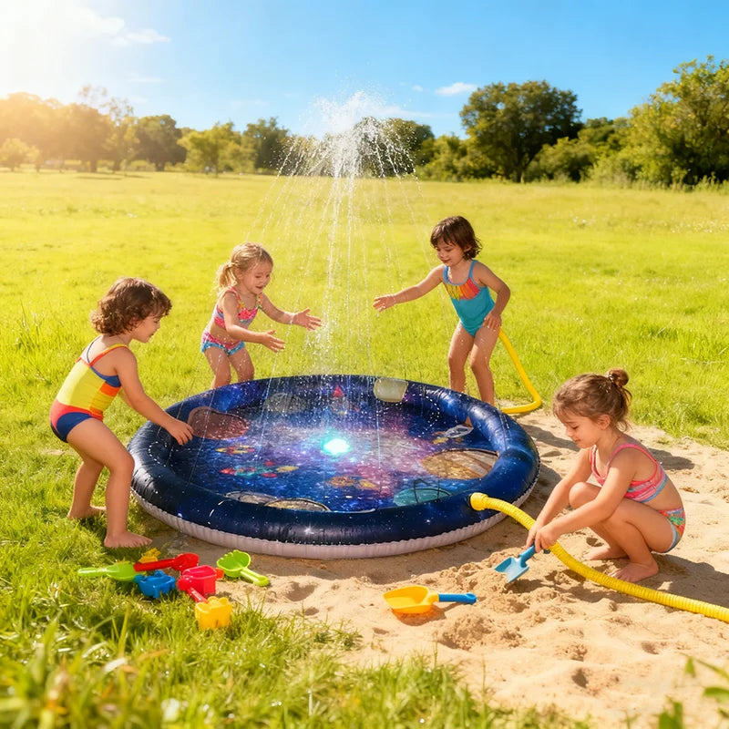 Outdoor Children's Water Sprayer, 3-in-1 Water Play Mat and Baby Swimming Pool Suitable for Toddlers, 60inch Water Toys, Suitable for Boys and Girls Aged 1 to 5 Years, Water Play Mat