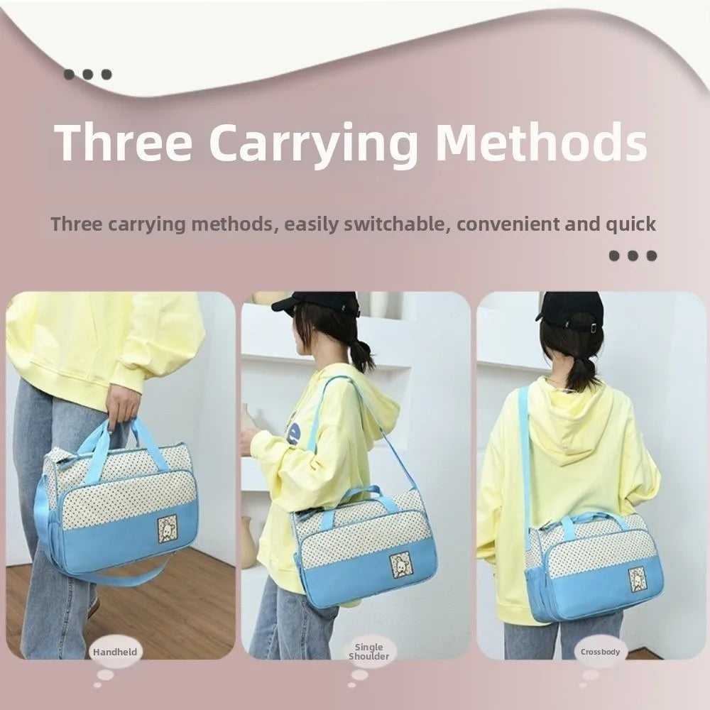 5Pcs/Set Large Capacity Baby Bag for Mom Multifunctional Changing Pad Newborn Accessories Bag Fashion Built-in Diaper Pad