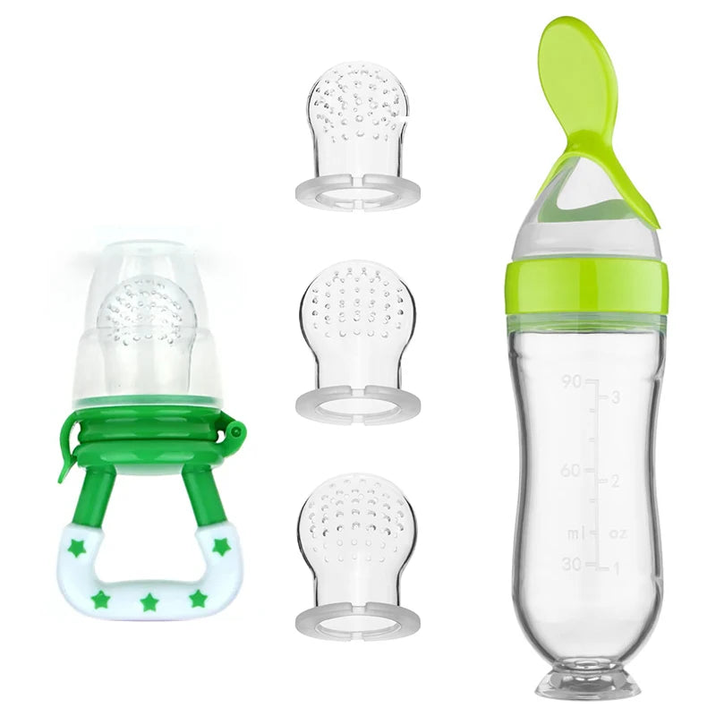 5pcs Silicone Squeezing Feeding Bottle Spoon Bottle Feeder Newborn Baby Training Drink Spoon Safe Tableware Training Feeder