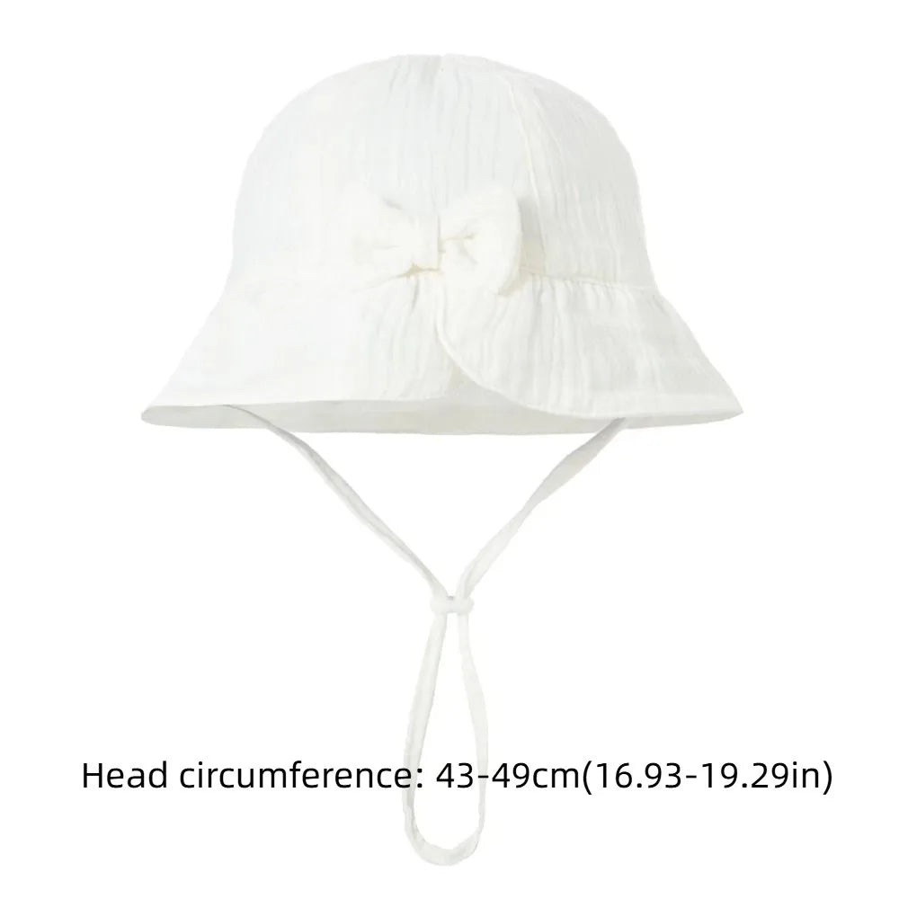 Adjustable Cotton Toddle Bucket Hat Bowknot Love Heart Baby Sunhat Wide Brim Sunscreen Infant Fisherman Hat Girls